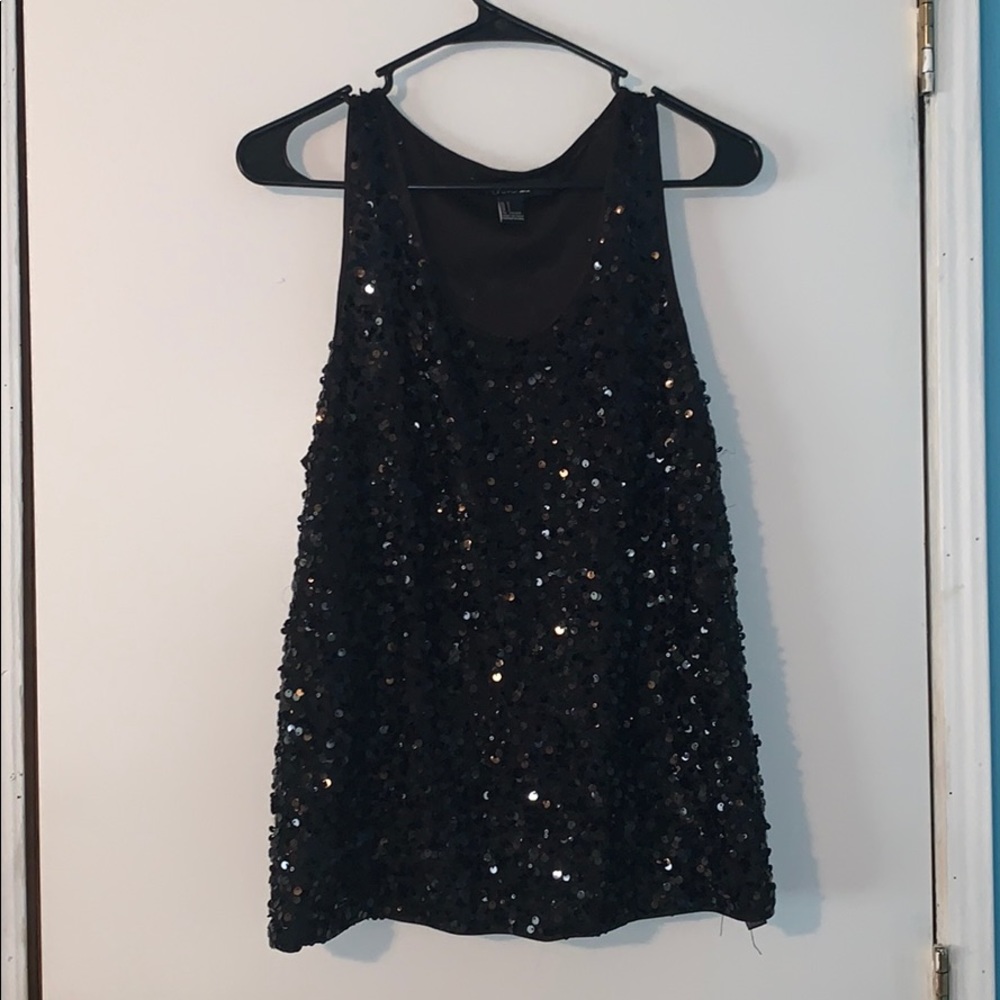 Forever 21 Black Sequence Tank Top
